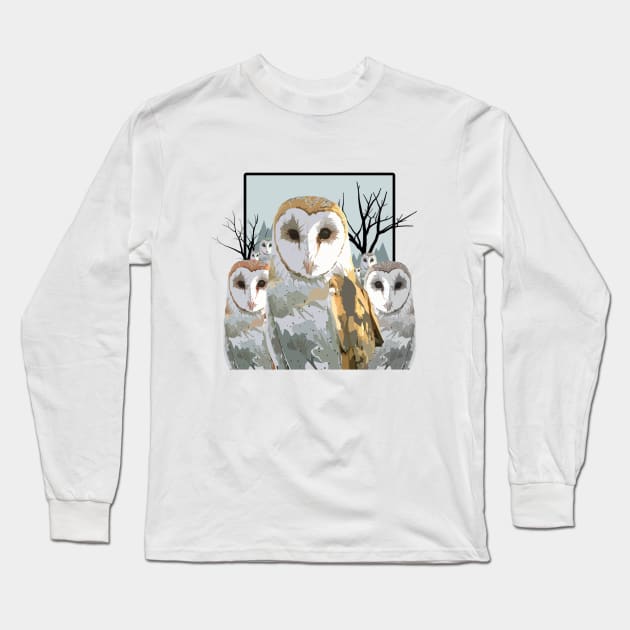 Barn Owl Pack Long Sleeve T-Shirt by adamzworld